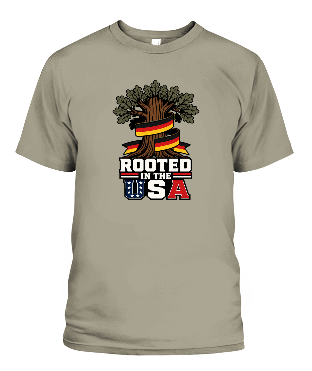 Rooted In The USA — T-Shirt in Sandstone