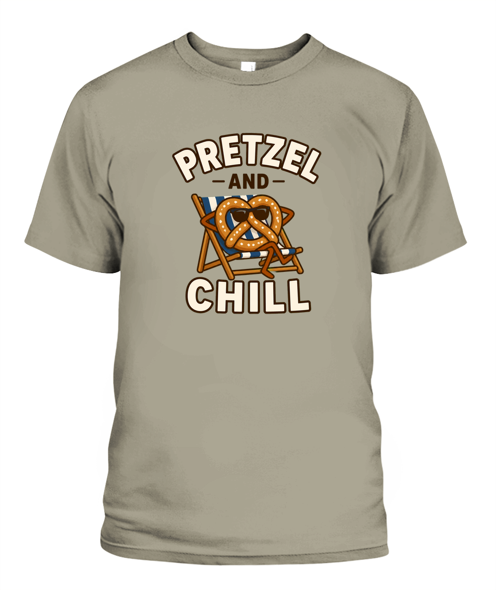 Pretzel And Chill — T-Shirt in Sandstone