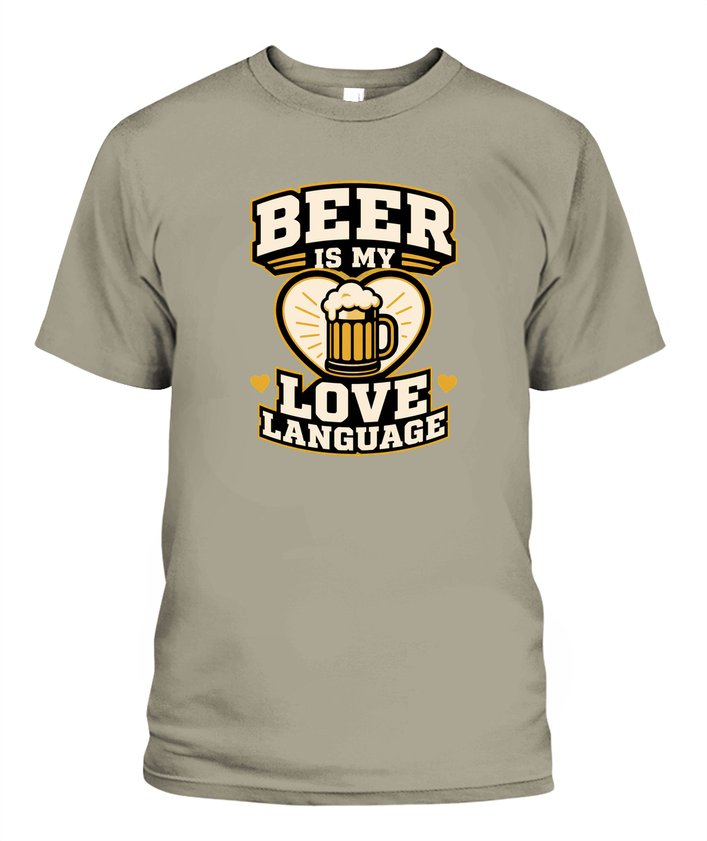 Beer Is My Love Language — T-Shirt in Sandstone