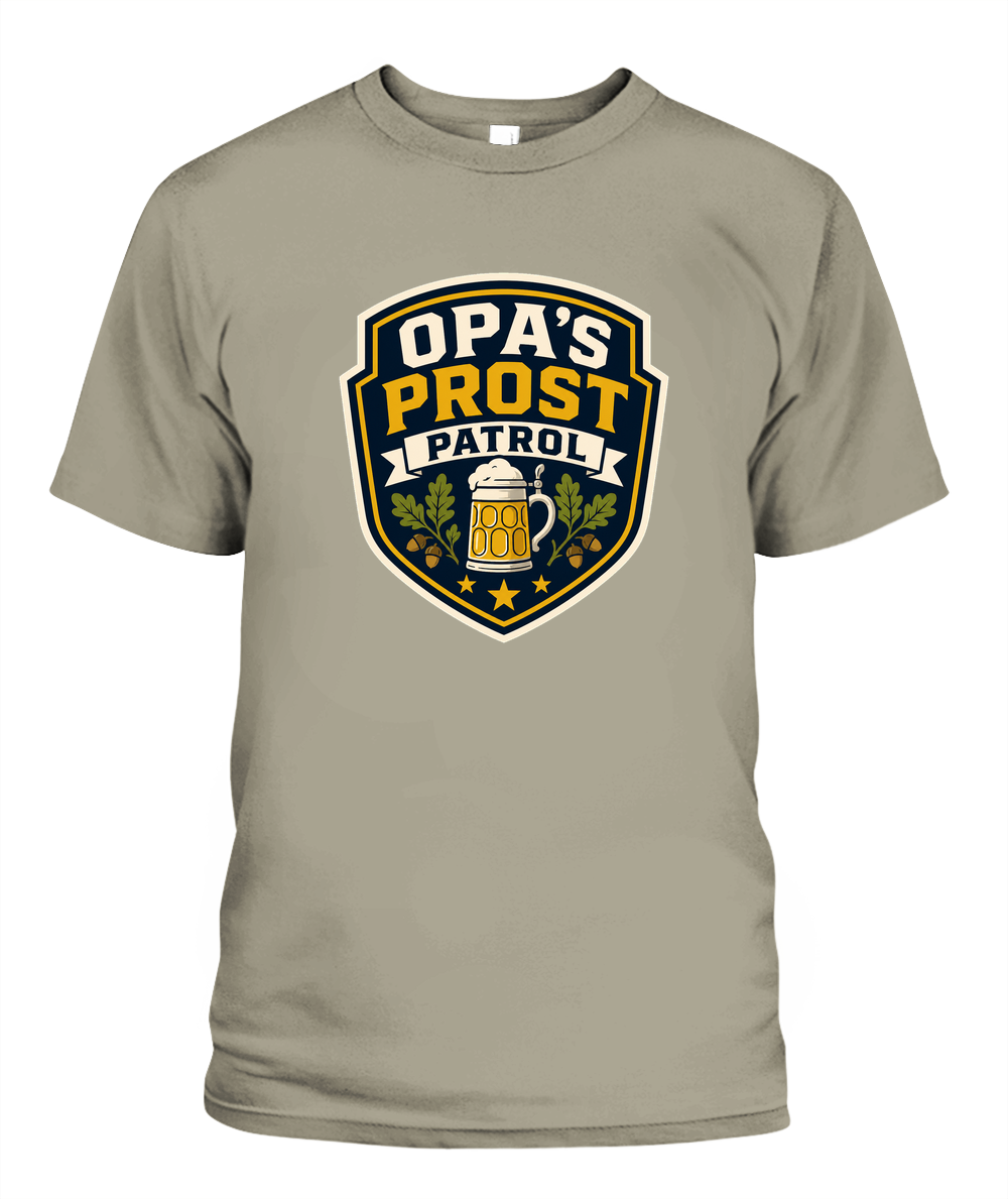 Opa's Prost Patrol — T-Shirt in Sandstone