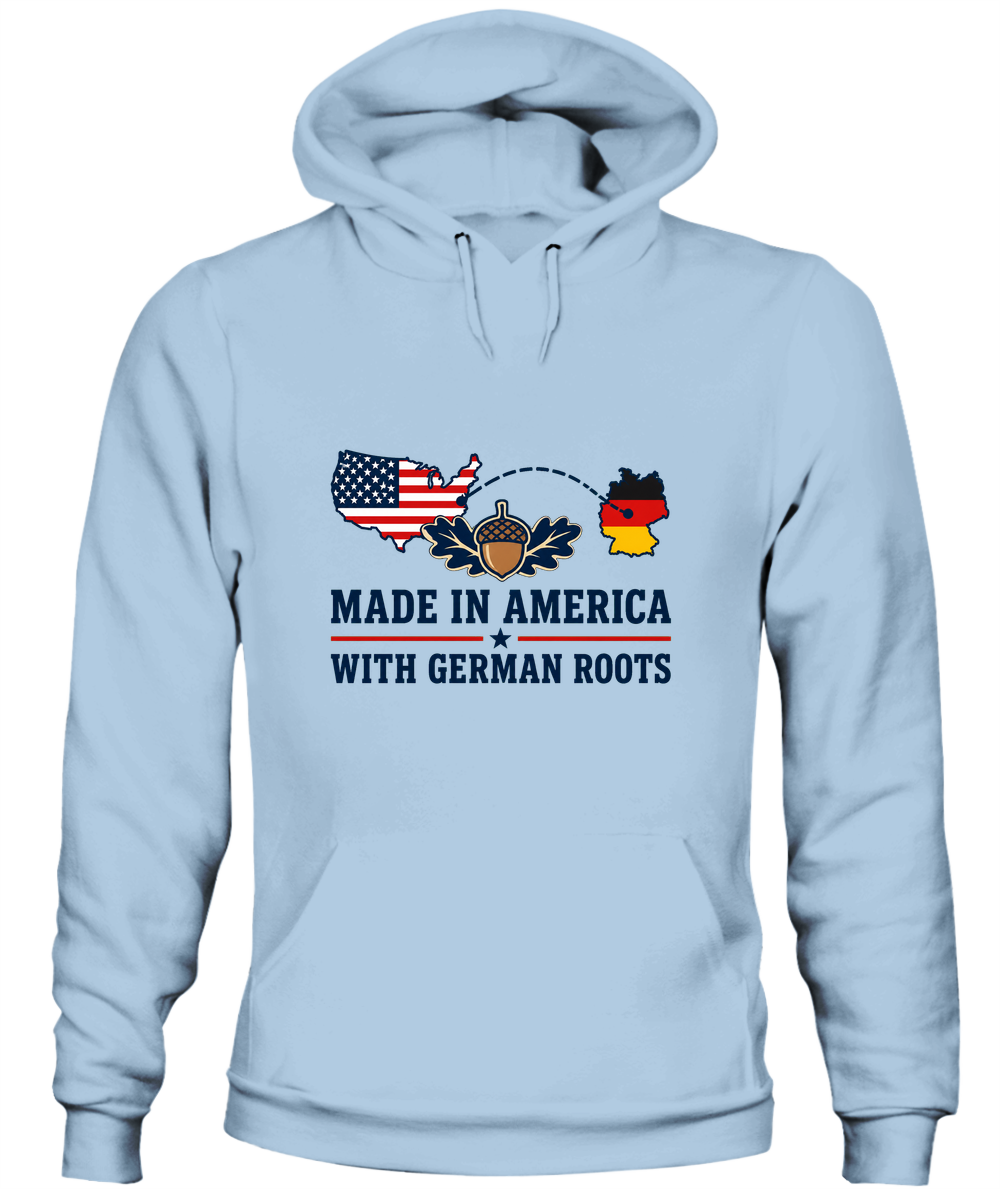 Made In America With German Roots — Hoodie in Light Blue