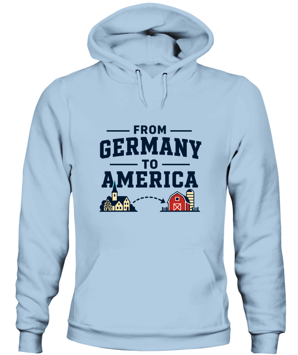 From Germany To America — Hoodie in Light Blue