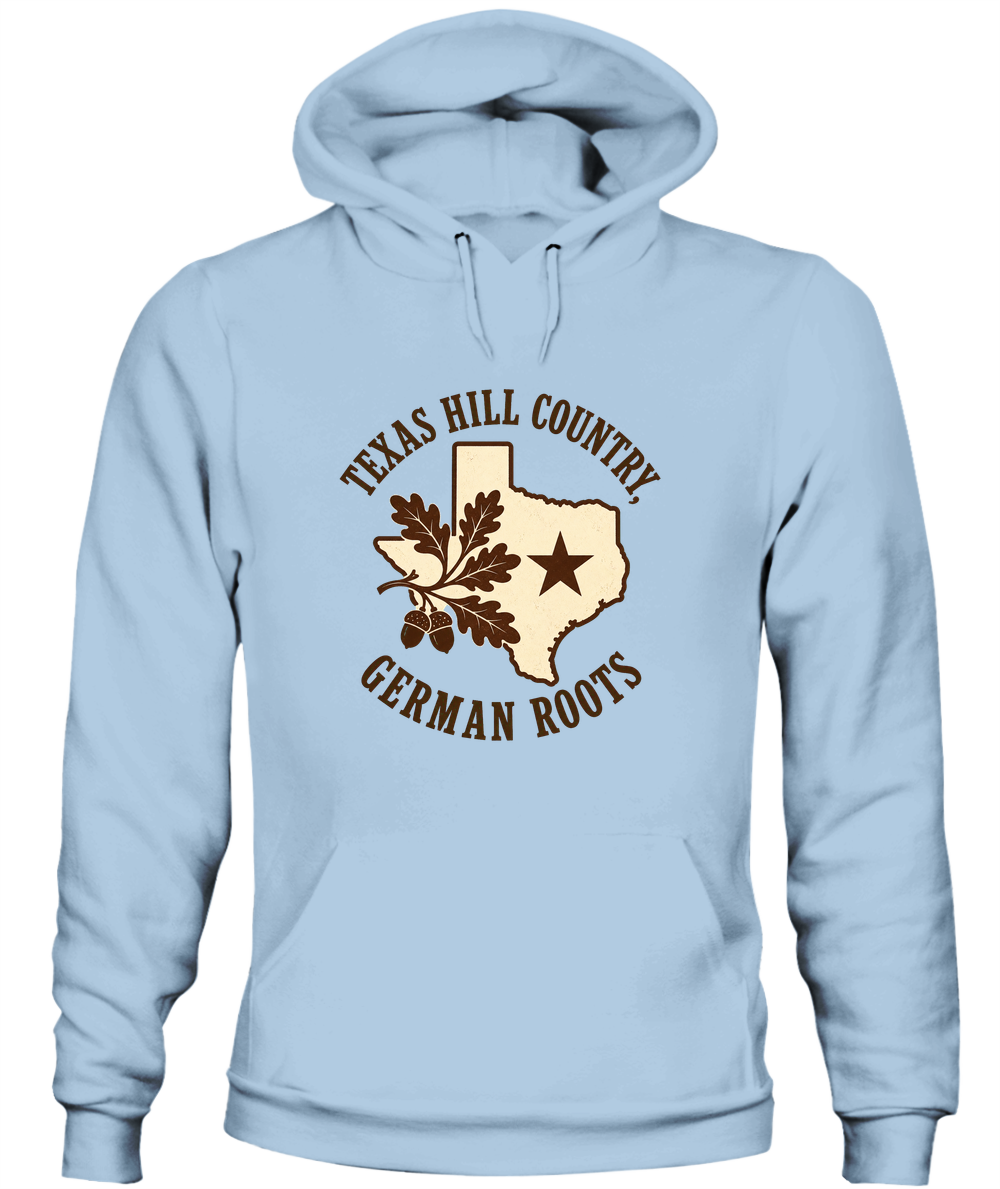 Texas Hill Country, German Roots — Hoodie in Light Blue