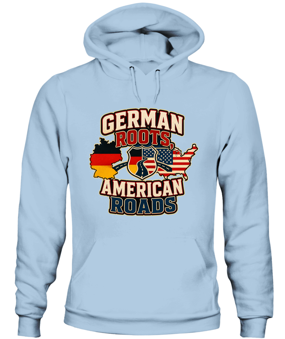 German Roots, American Roads — Hoodie in Light Blue