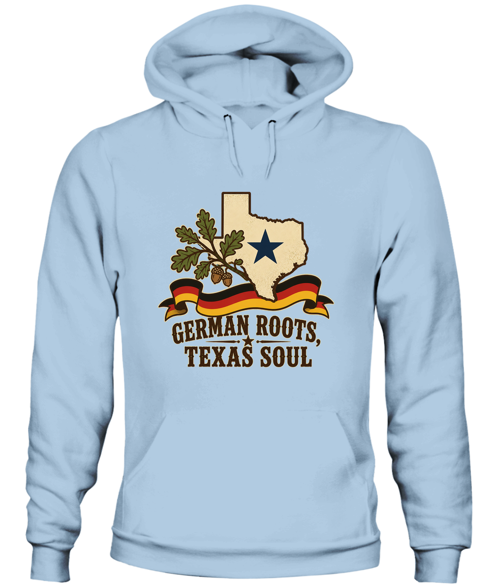 German Roots, Texas Soul — Hoodie in Light Blue