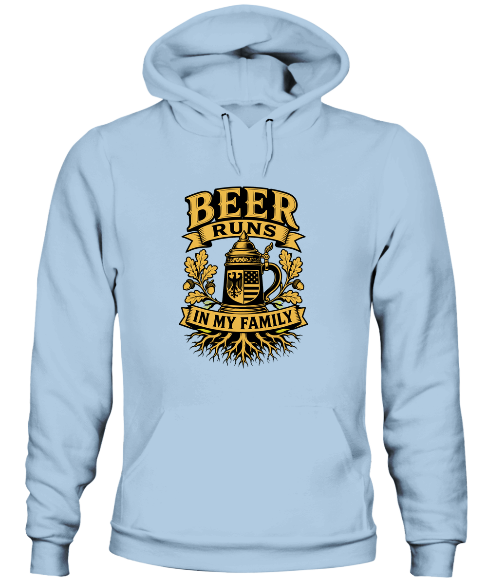 Beer Runs In My Family — Hoodie in Light Blue