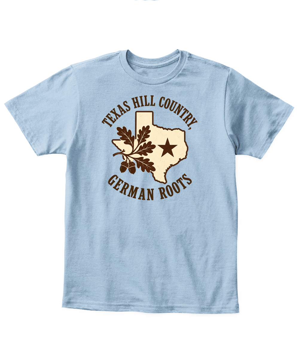 Texas Hill Country, German Roots — Kid's T Shirt in Light Blue