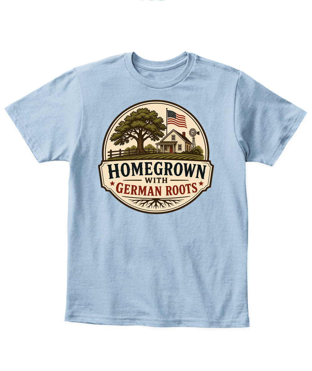Homegrown With German Roots — Kid's T Shirt in Light Blue