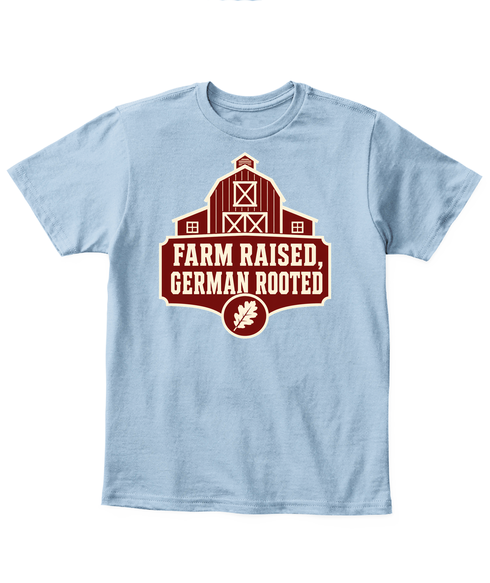 Farm Raised, German Rooted — Kid's T Shirt in Light Blue