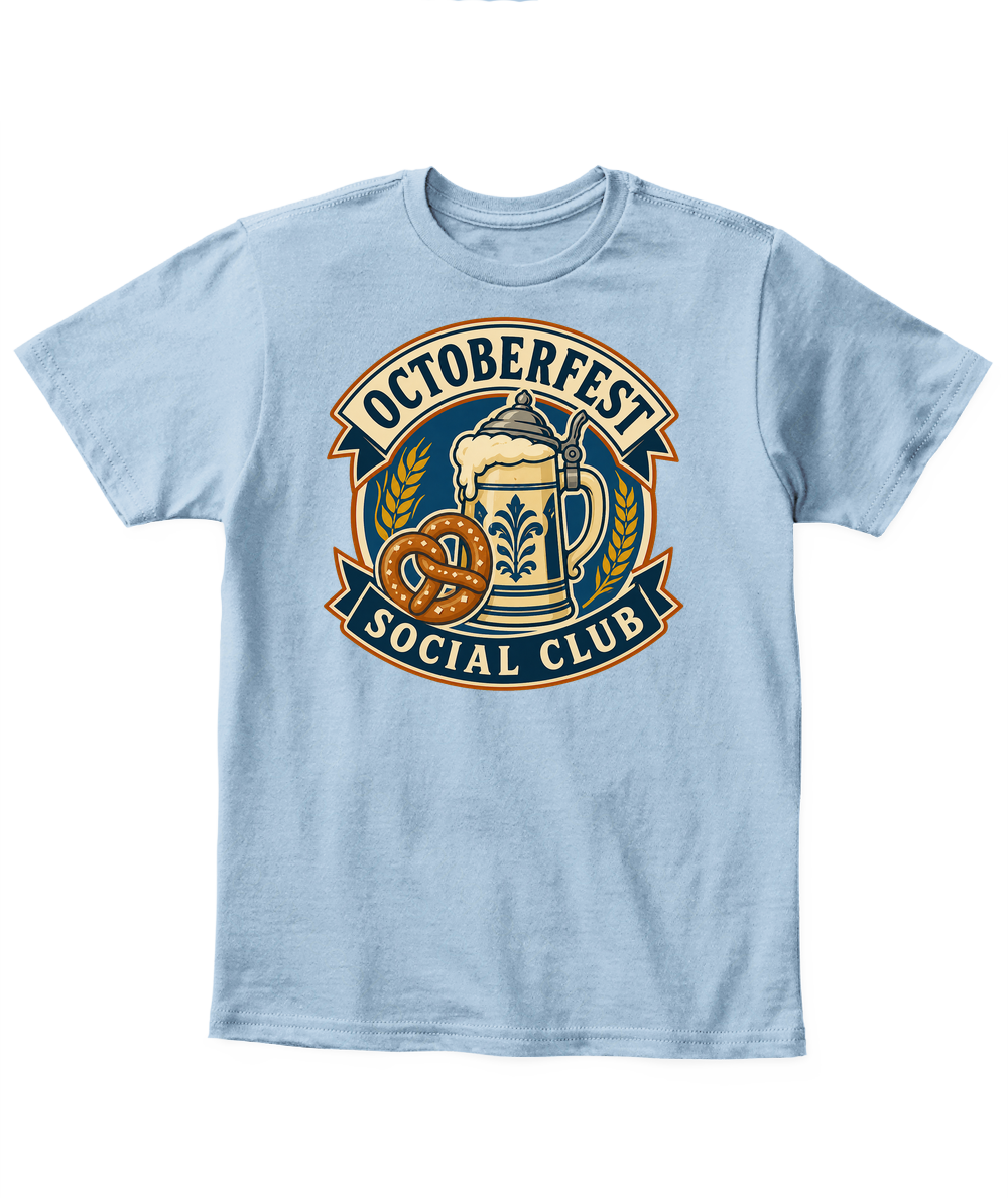 Octoberfest Social Club — Kid's T Shirt in Light Blue