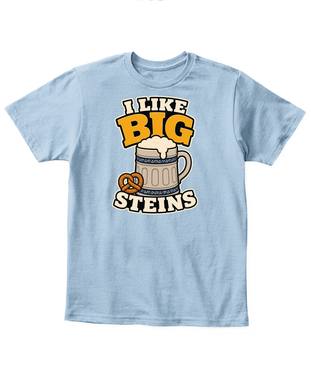 I Like Big Steins — Kid's T Shirt in Light Blue