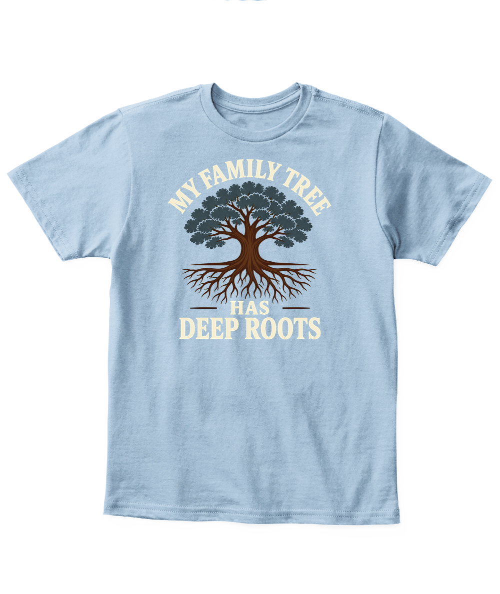 My Family Tree Has Deep Roots — Kid's T Shirt in Light Blue