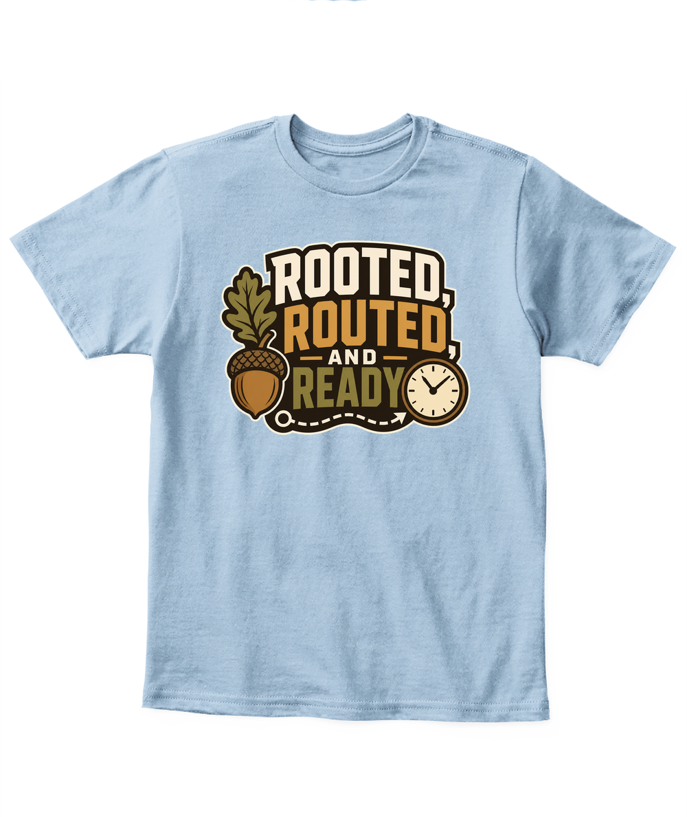 Rooted, Routed, And Ready — Kid's T Shirt in Light Blue