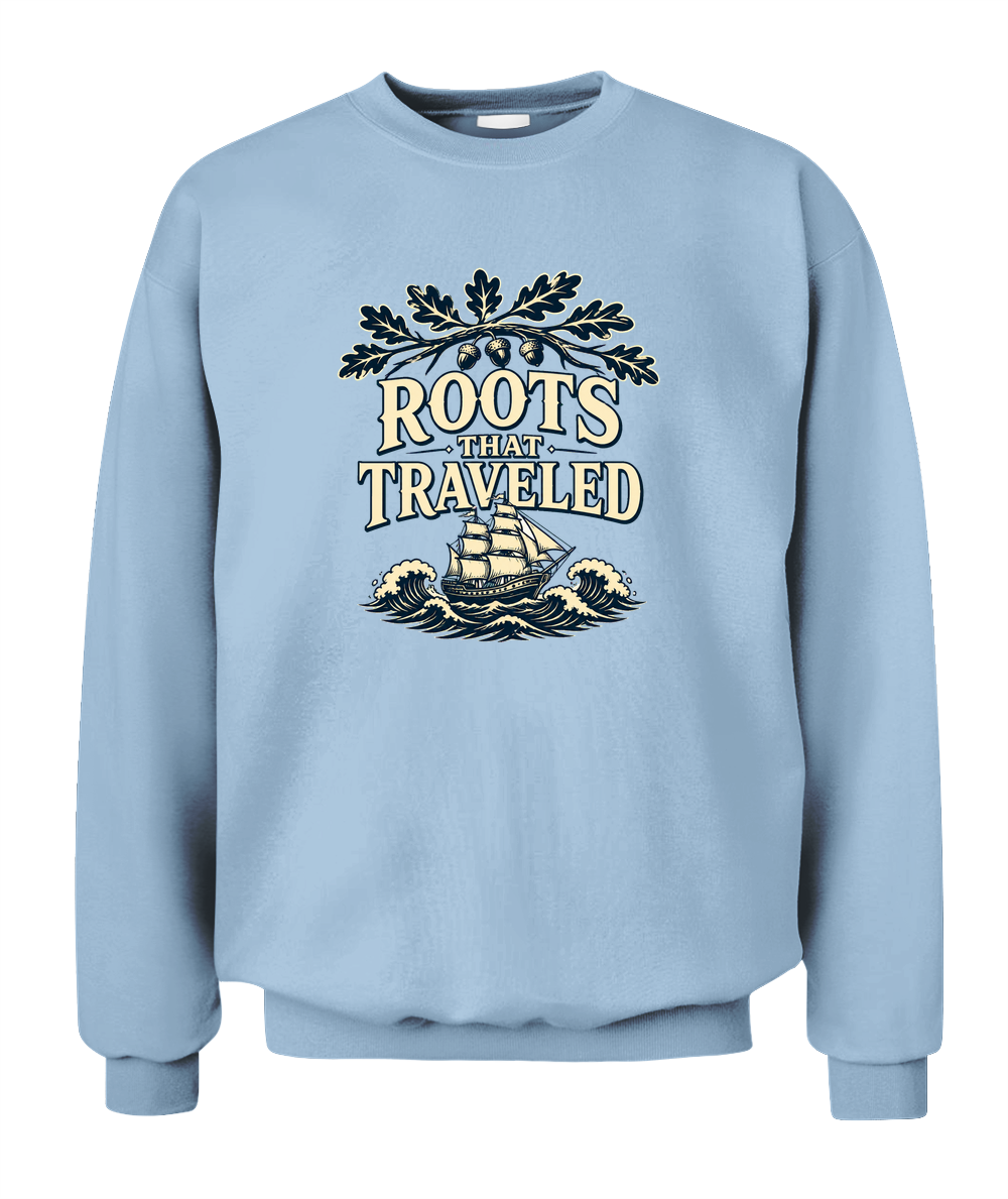 Roots That Traveled — Sweatshirt in Light Blue