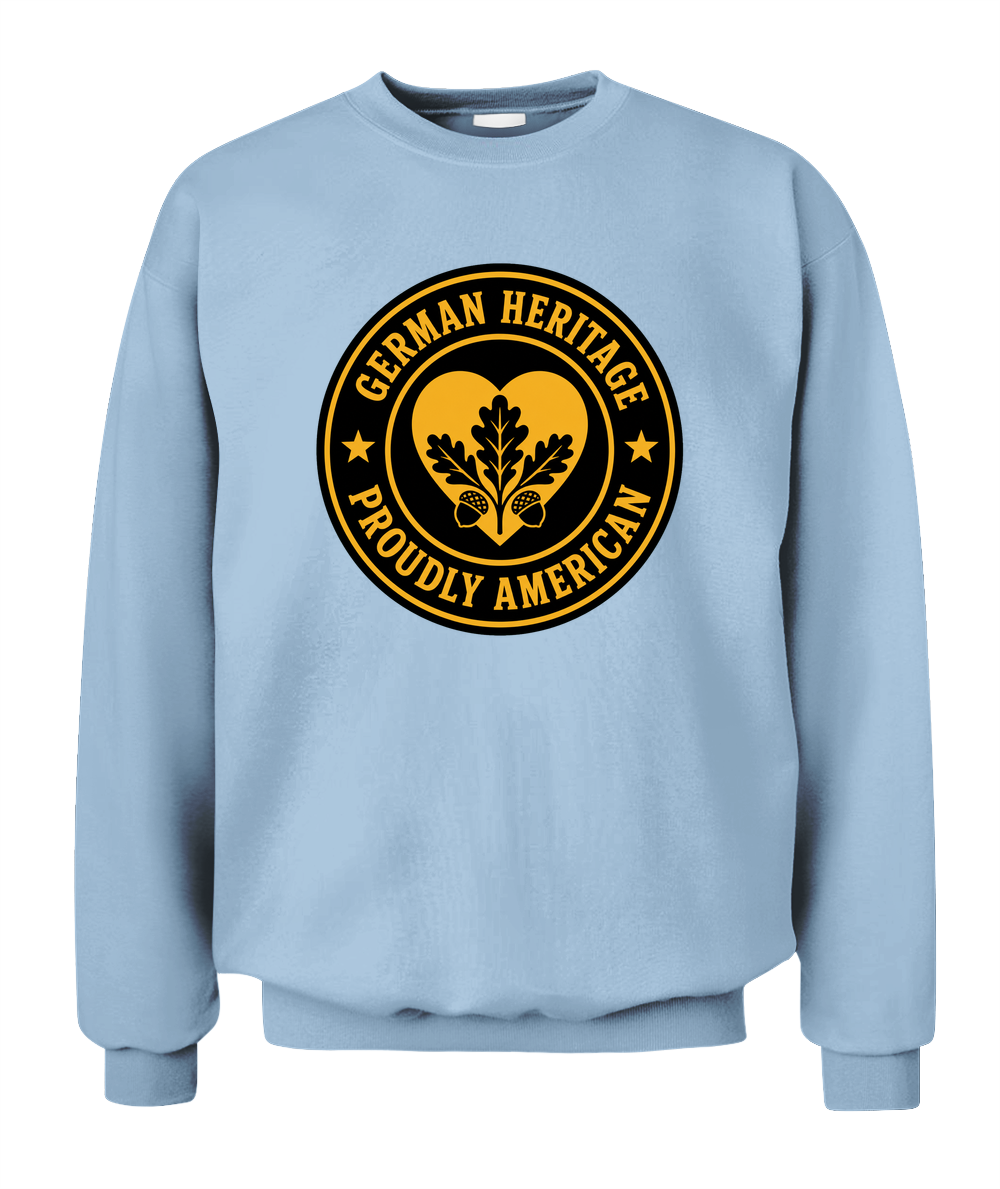 German Heritage, Proudly American — Sweatshirt in Light Blue