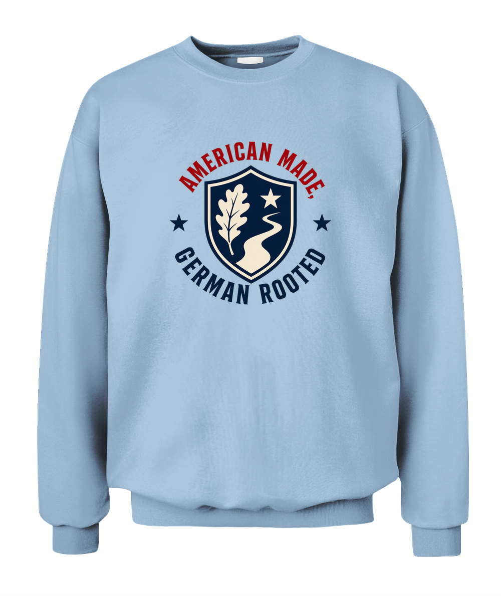 American Made, German Rooted — Sweatshirt in Light Blue