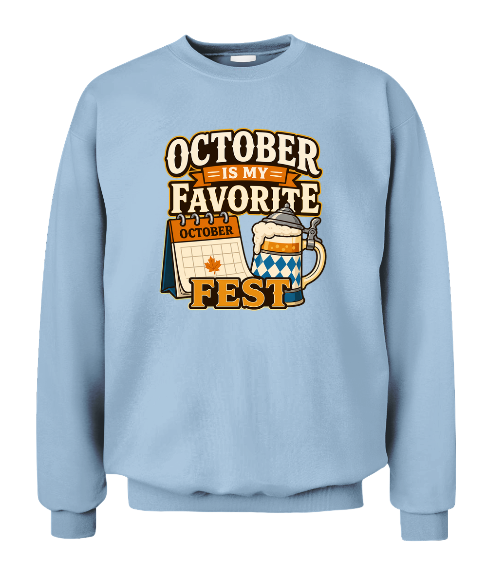 October Is My Favorite Fest — Sweatshirt in Light Blue