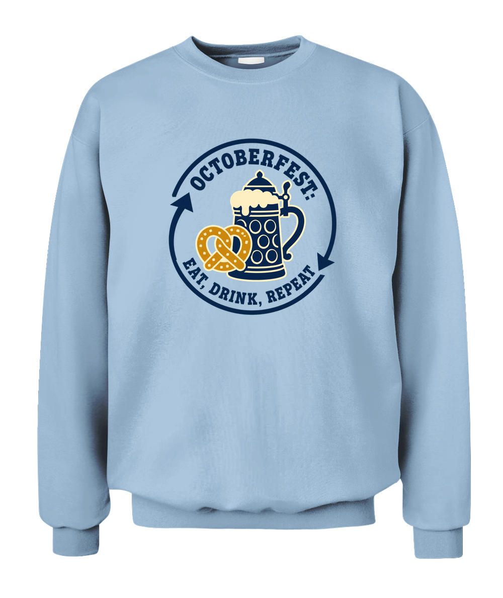 Octoberfest: Eat, Drink, Repeat — Sweatshirt in Light Blue