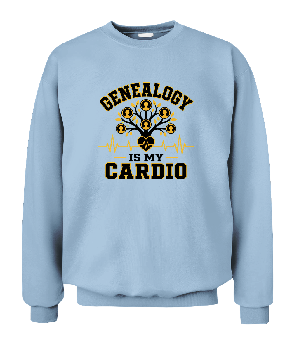 Genealogy Is My Cardio — Sweatshirt in Light Blue