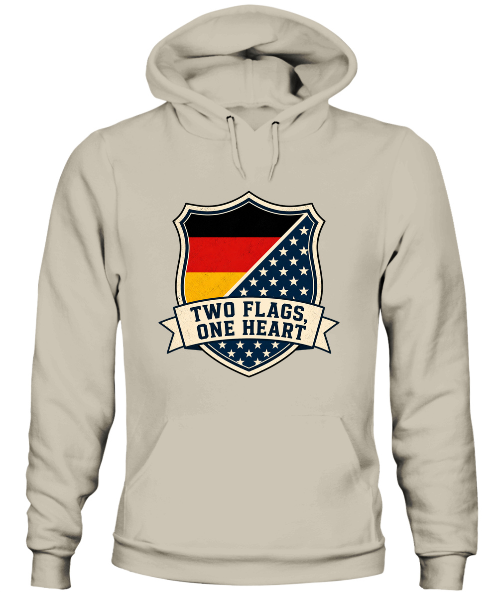 Two Flags, One Heart — Hoodie in Sand