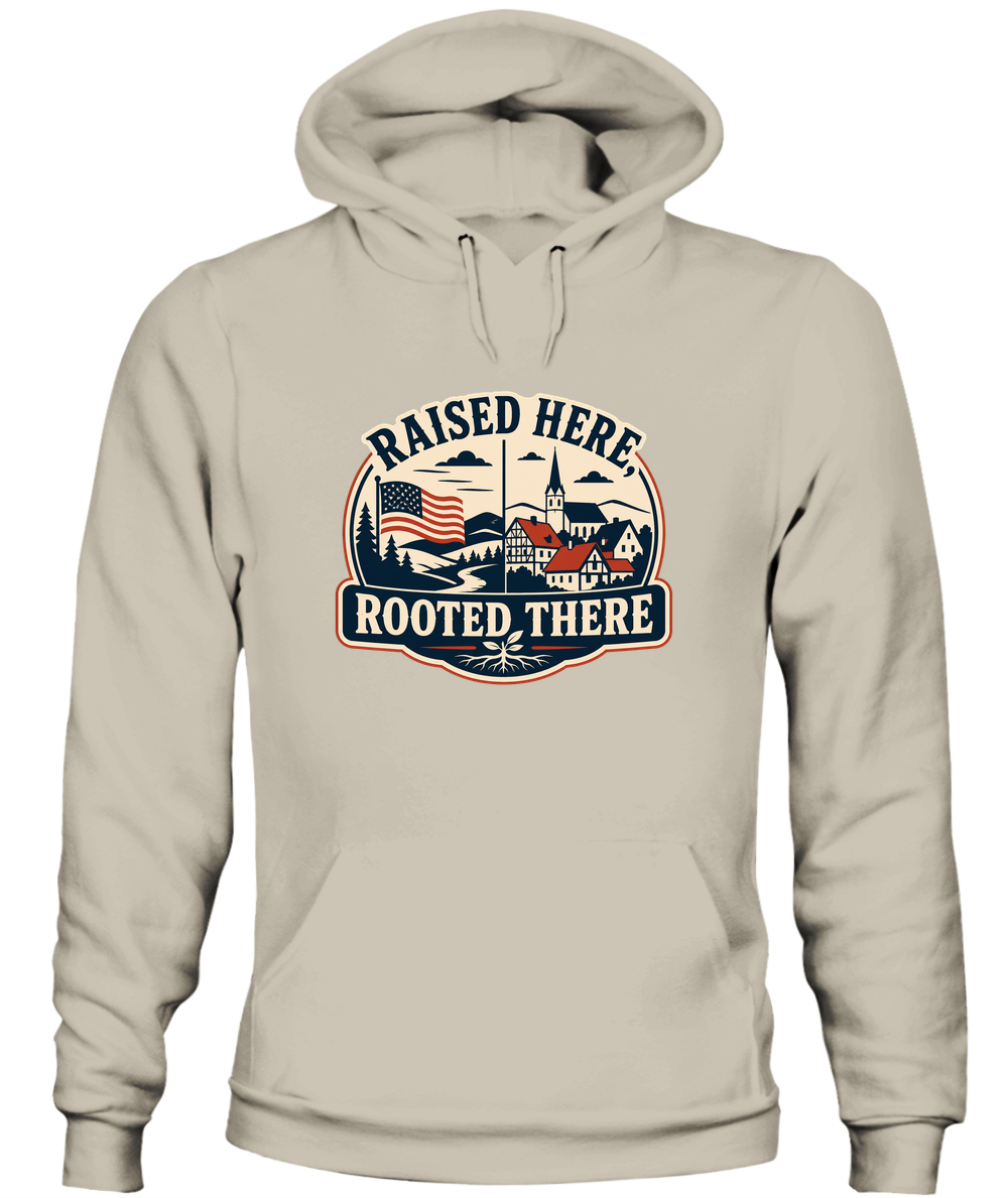 Raised Here, Rooted There — Hoodie in Sand
