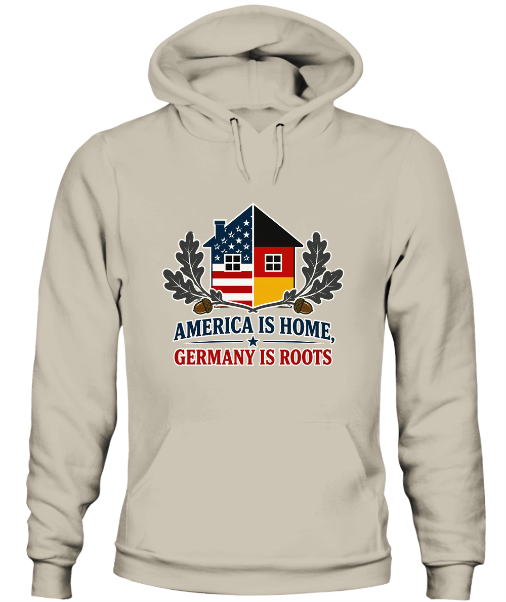 America Is Home, Germany Is Roots — Hoodie in Sand