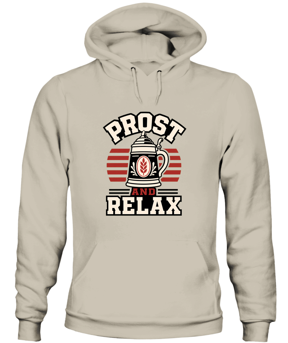 Prost And Relax — Hoodie in Sand