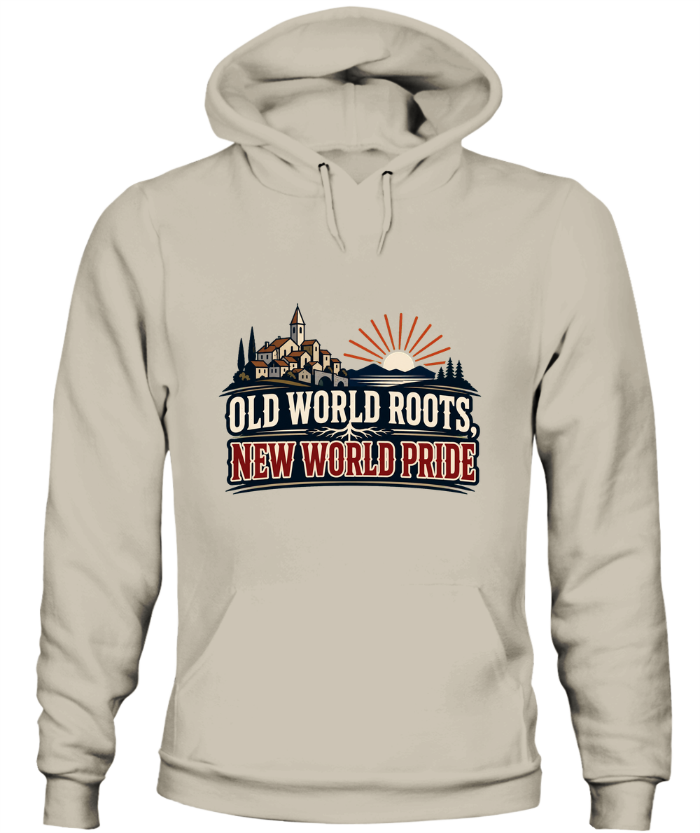 Old World Roots, New World Pride — Hoodie in Sand