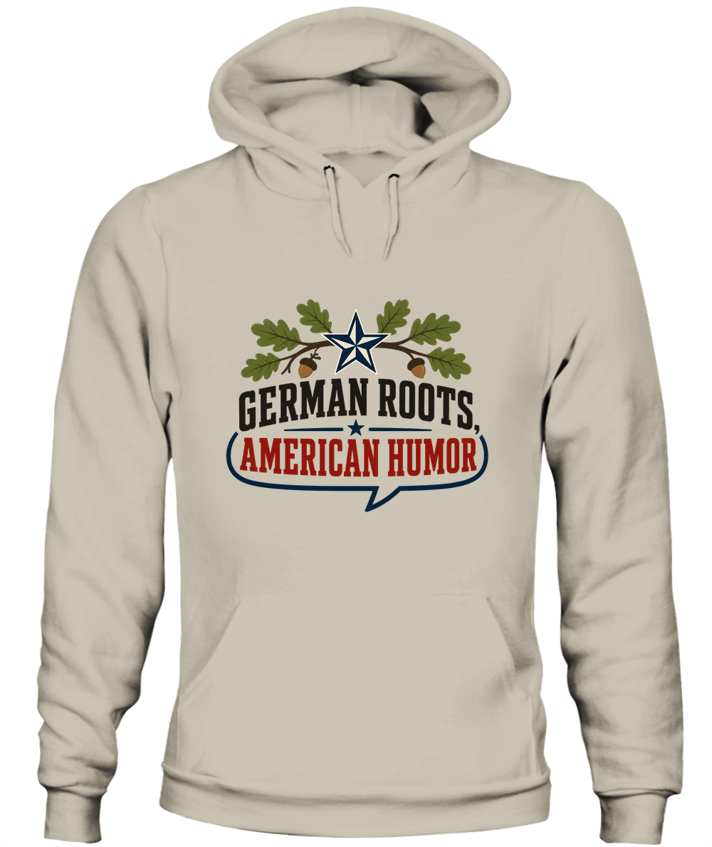 German Roots, American Humor — Hoodie in Sand