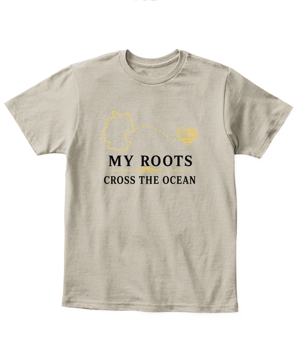 My Roots Cross The Ocean — Kid's T Shirt in Sand