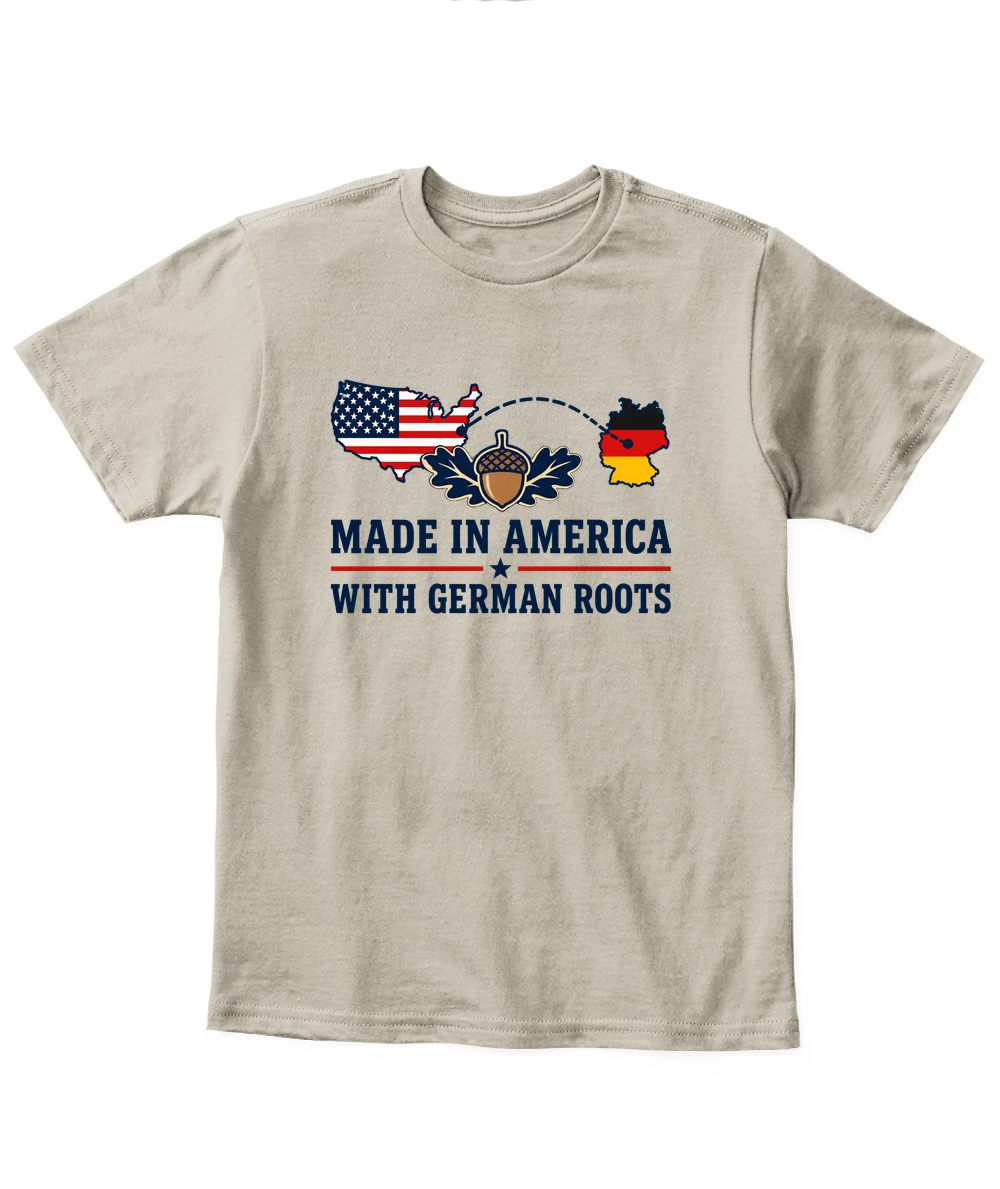 Made In America With German Roots — Kid's T Shirt in Sand