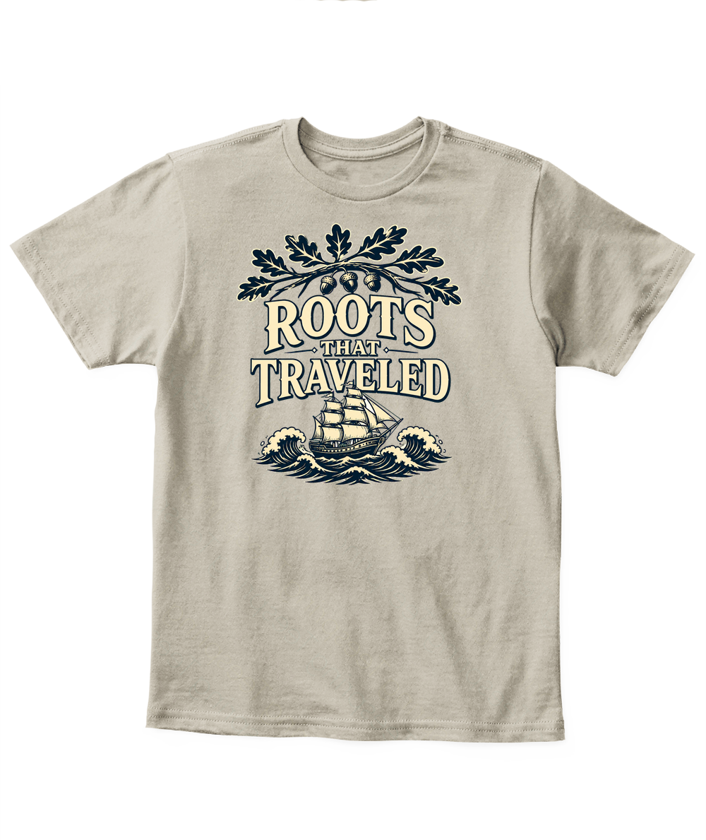 Roots That Traveled — Kid's T Shirt in Sand
