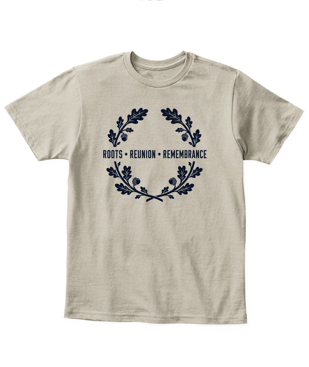 Roots, Reunion, Remembrance — Kid's T Shirt in Sand