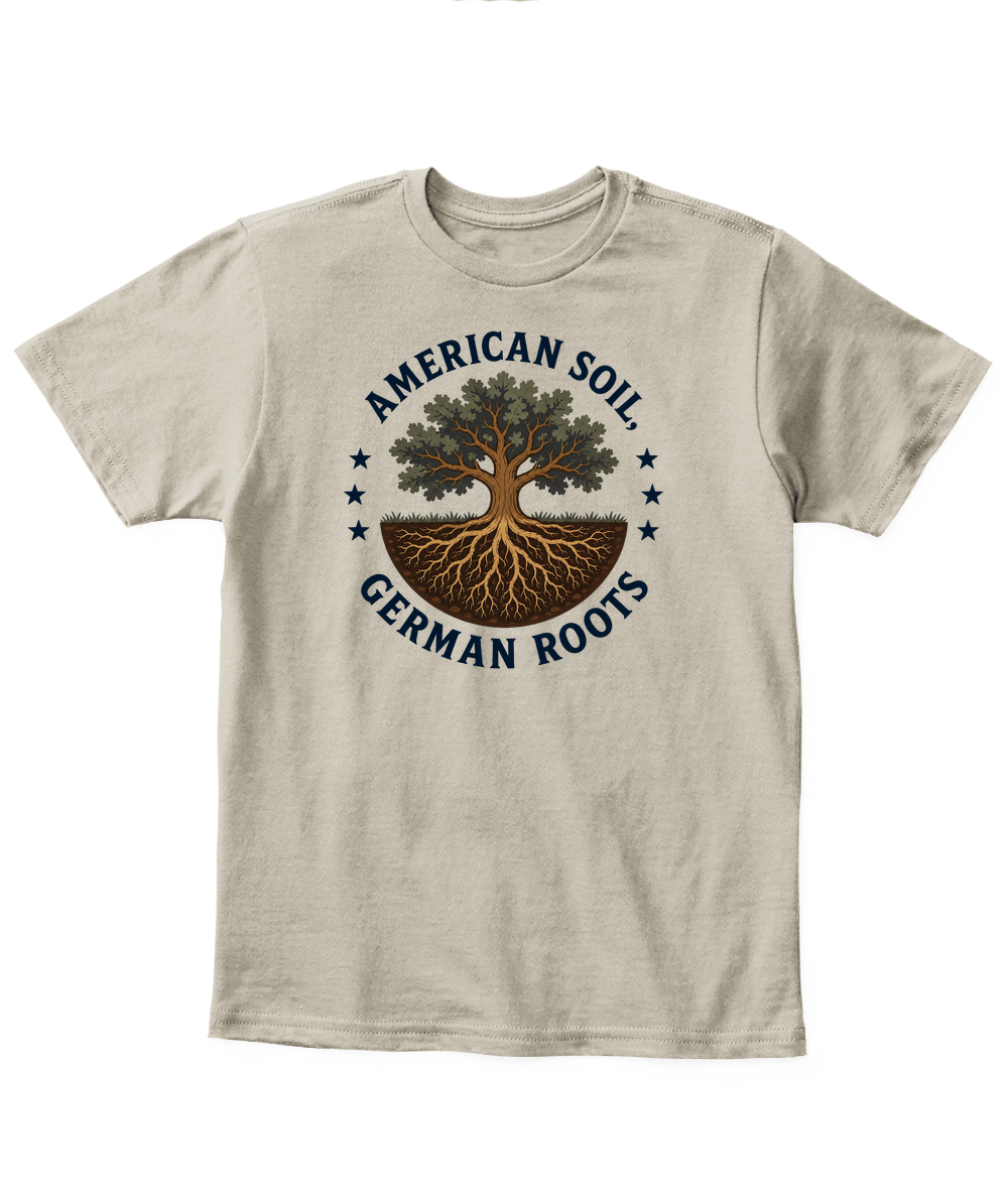 American Soil, German Roots — Kid's T Shirt in Sand