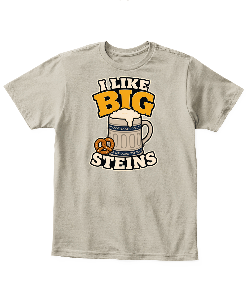 I Like Big Steins — Kid's T Shirt in Sand