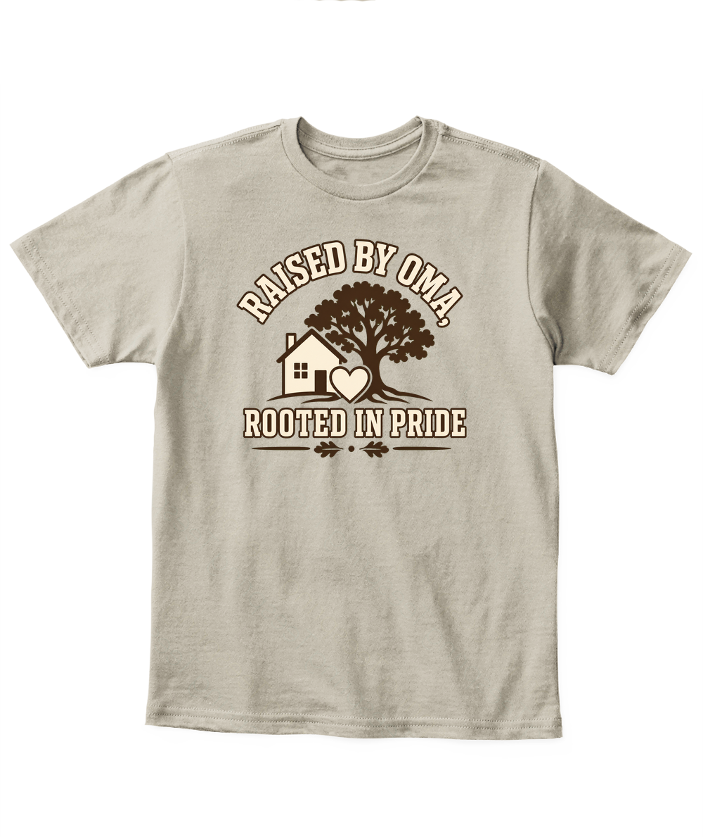 Raised By Oma, Rooted In Pride — Kid's T Shirt in Sand