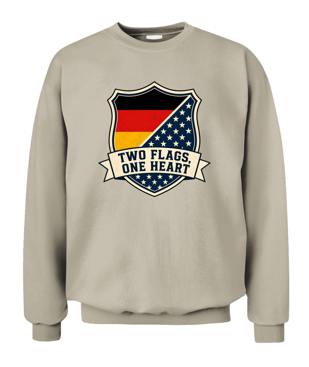 Two Flags, One Heart — Sweatshirt in Sand