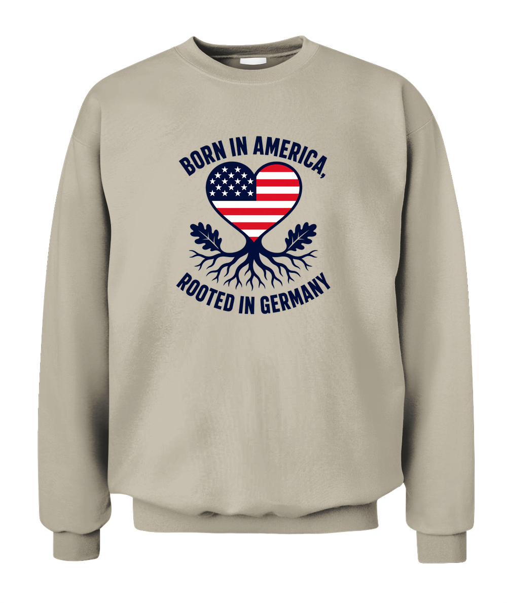 Born In America, Rooted In Germany — Sweatshirt in Sand