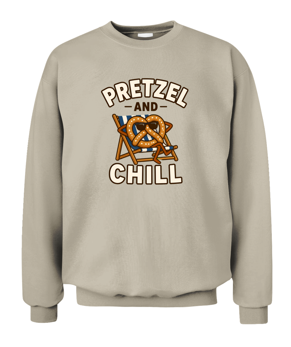 Pretzel And Chill — Sweatshirt in Sand