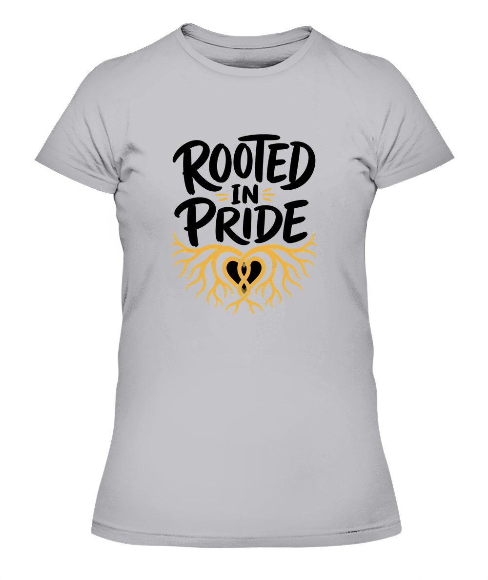 Rooted In Pride — Lady's T-Shirt in Heather Grey