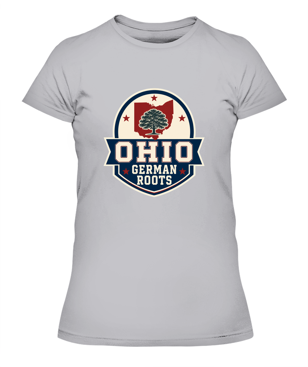 Ohio German Roots — Lady's T-Shirt in Heather Grey