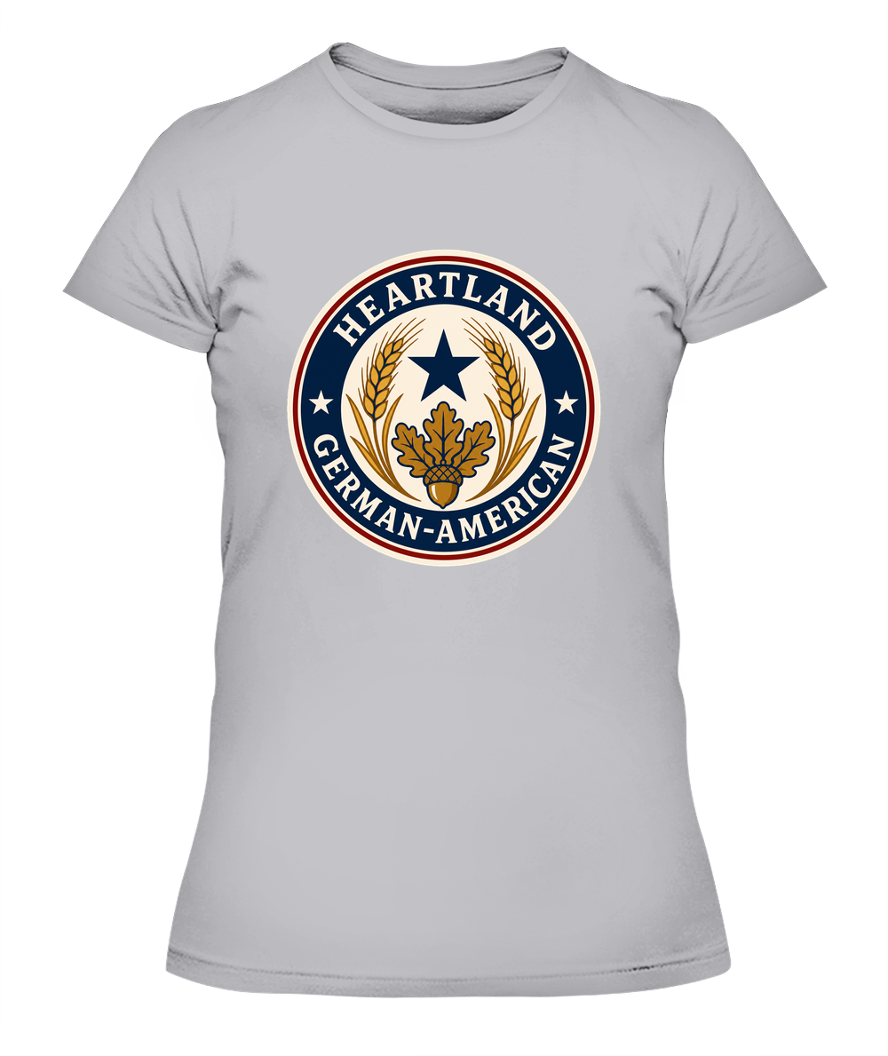Heartland German-American — Lady's T-Shirt in Heather Grey