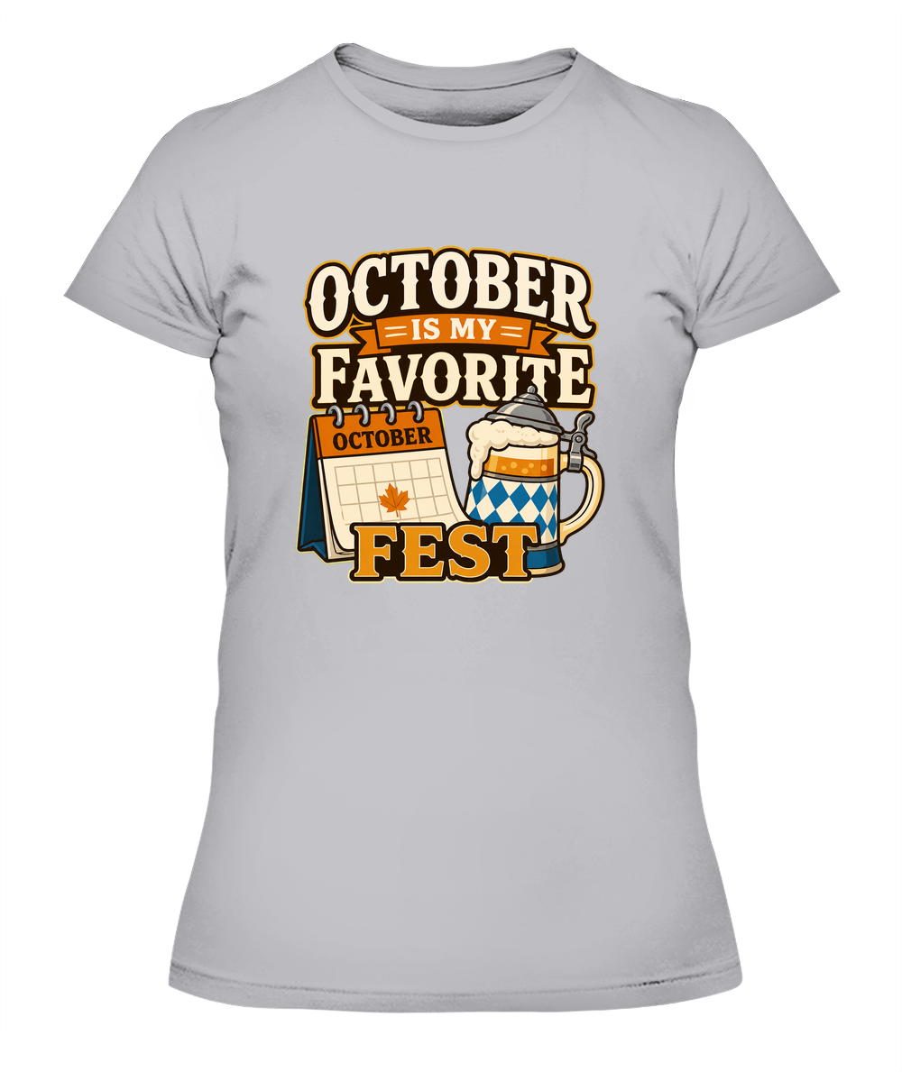 October Is My Favorite Fest — Lady's T-Shirt in Heather Grey