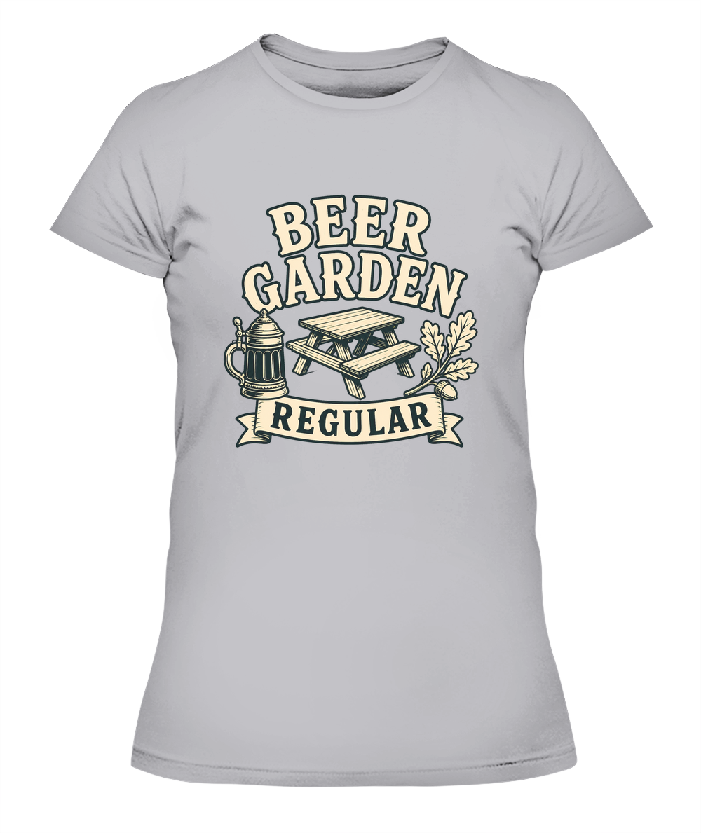 Beer Garden Regular — Lady's T-Shirt in Heather Grey