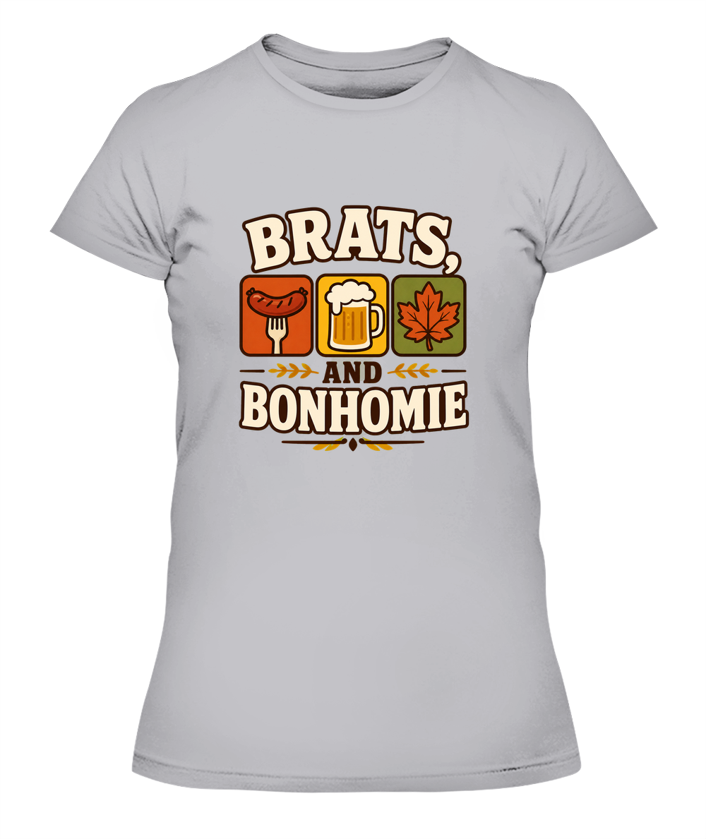 Brats And Bonhomie — Lady's T-Shirt in Heather Grey