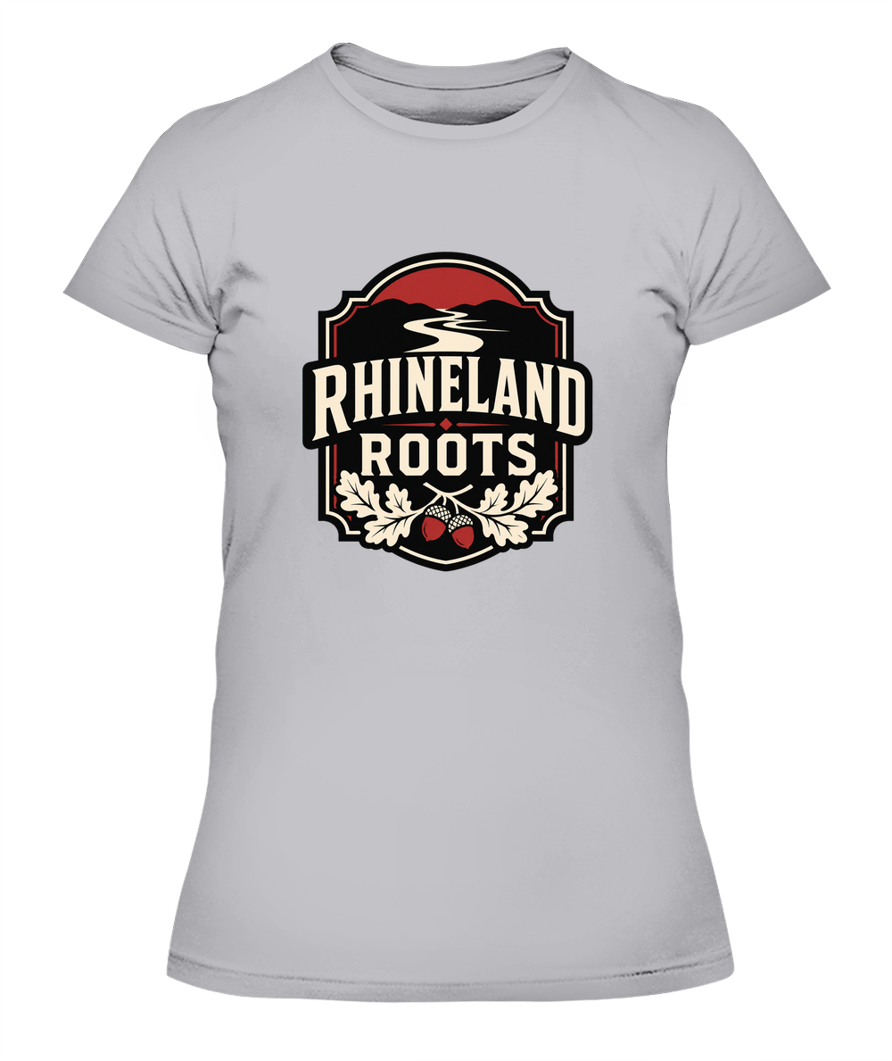 Rhineland Roots — Lady's T-Shirt in Heather Grey