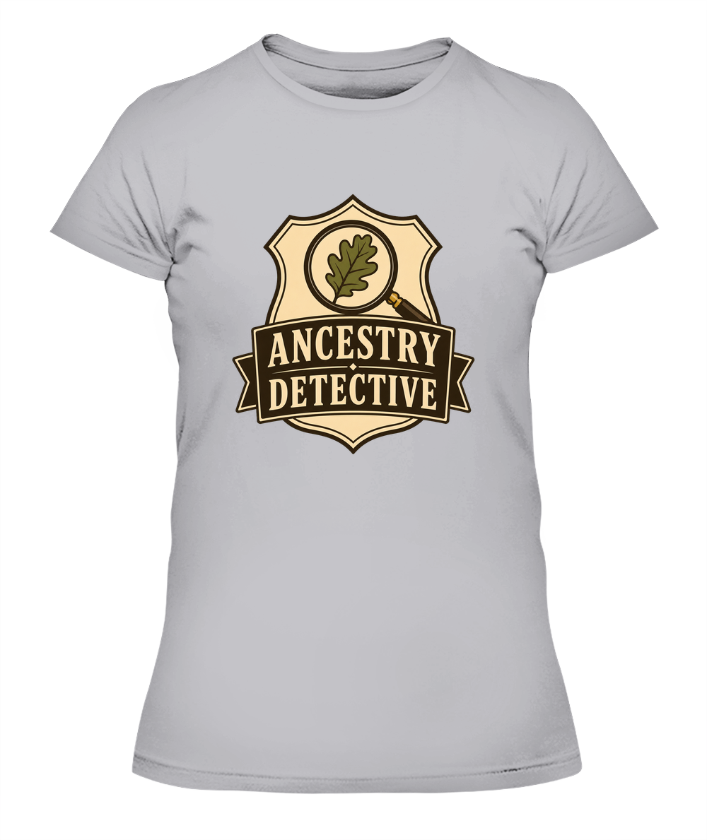 Ancestry Detective — Lady's T-Shirt in Heather Grey