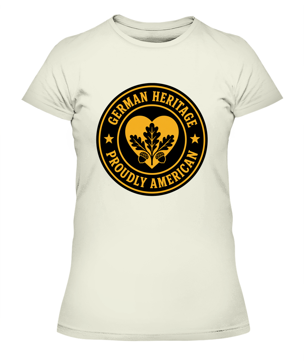 German Heritage, Proudly American — Lady's T-Shirt in Natural