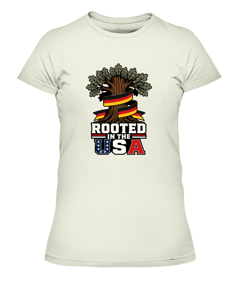 Rooted In The USA — Lady's T-Shirt in Natural