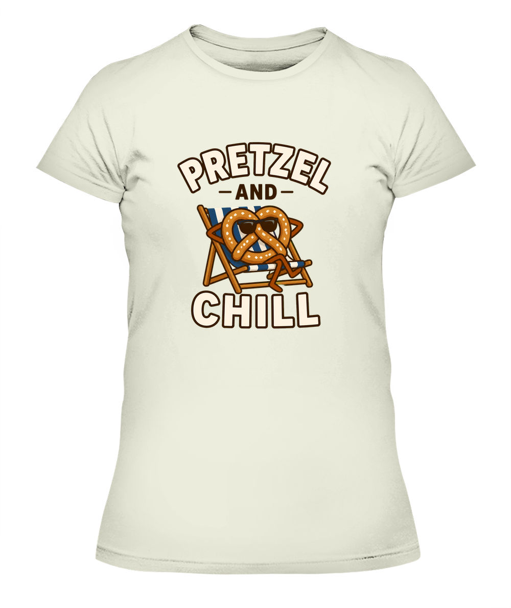 Pretzel And Chill — Lady's T-Shirt in Natural